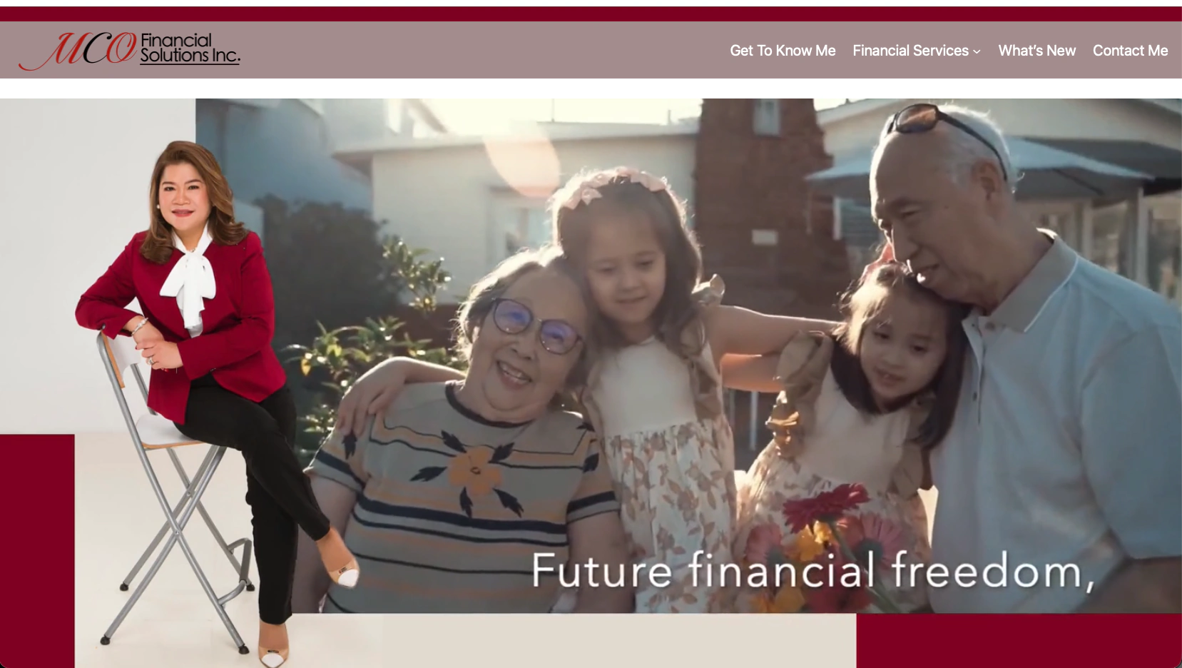 MCO Financial Solutions Inc. website landing page