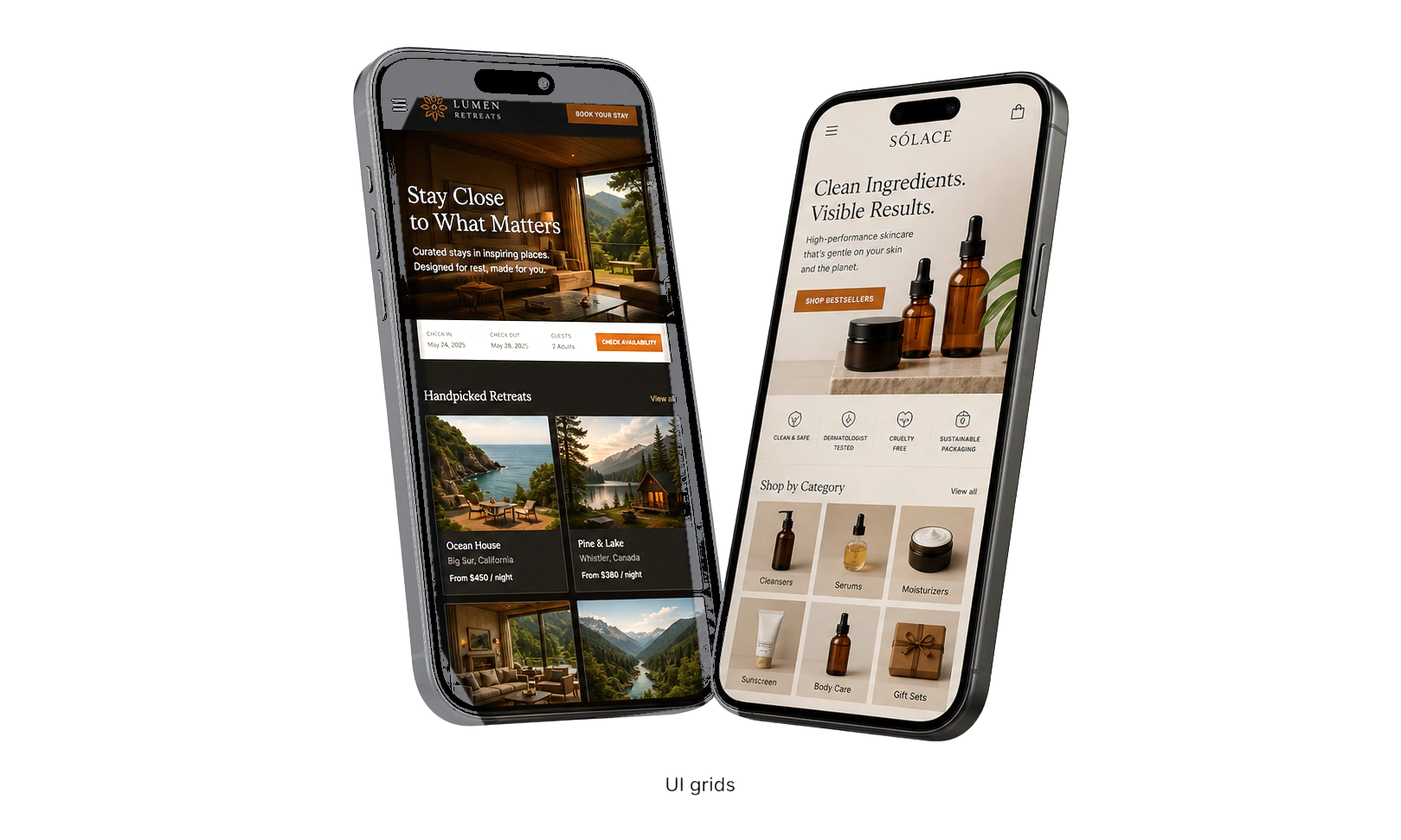 UI grids cellphone website visual