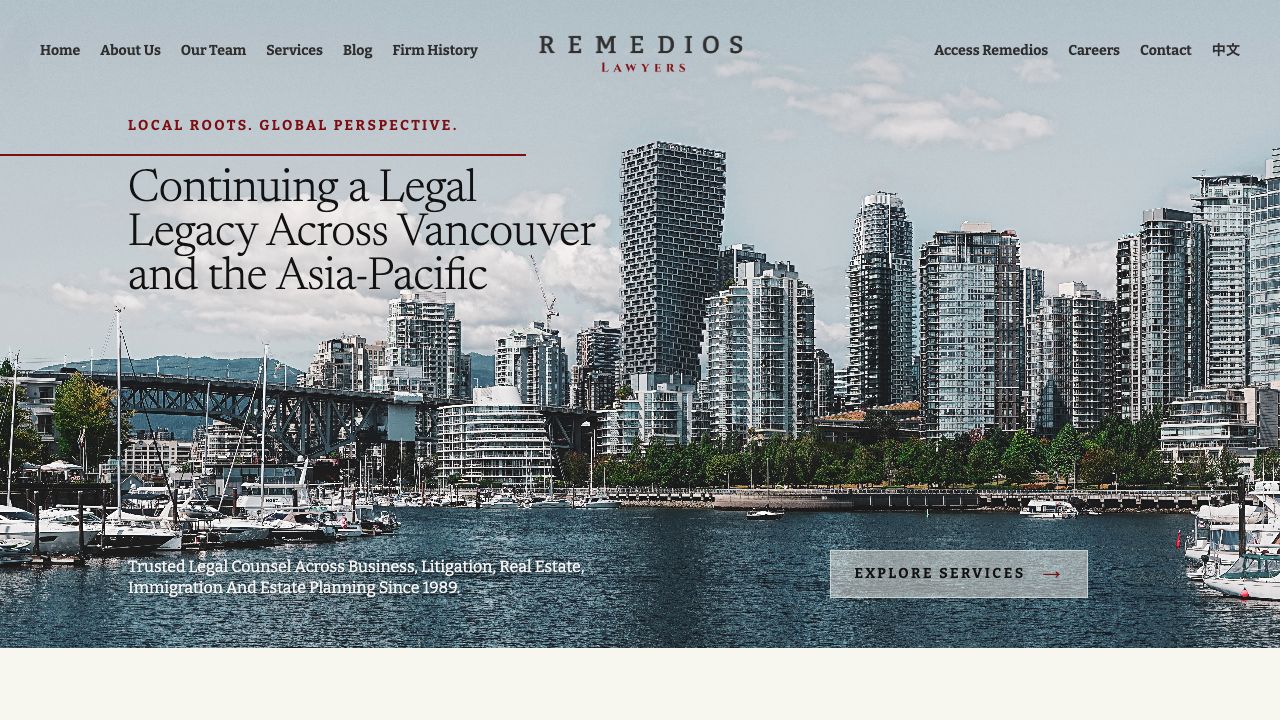 Remedios Lawyers website landing page